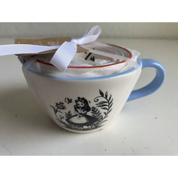 Set Of 4 Rae Dunn & Disney Alice in Wonderland Ceramic Measuring Cups Mad Hatter - Picture 1 of 10
